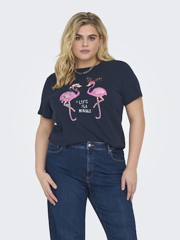 T-shirt 'CARXMAS' ONLY Carmakoma en bleu : devant