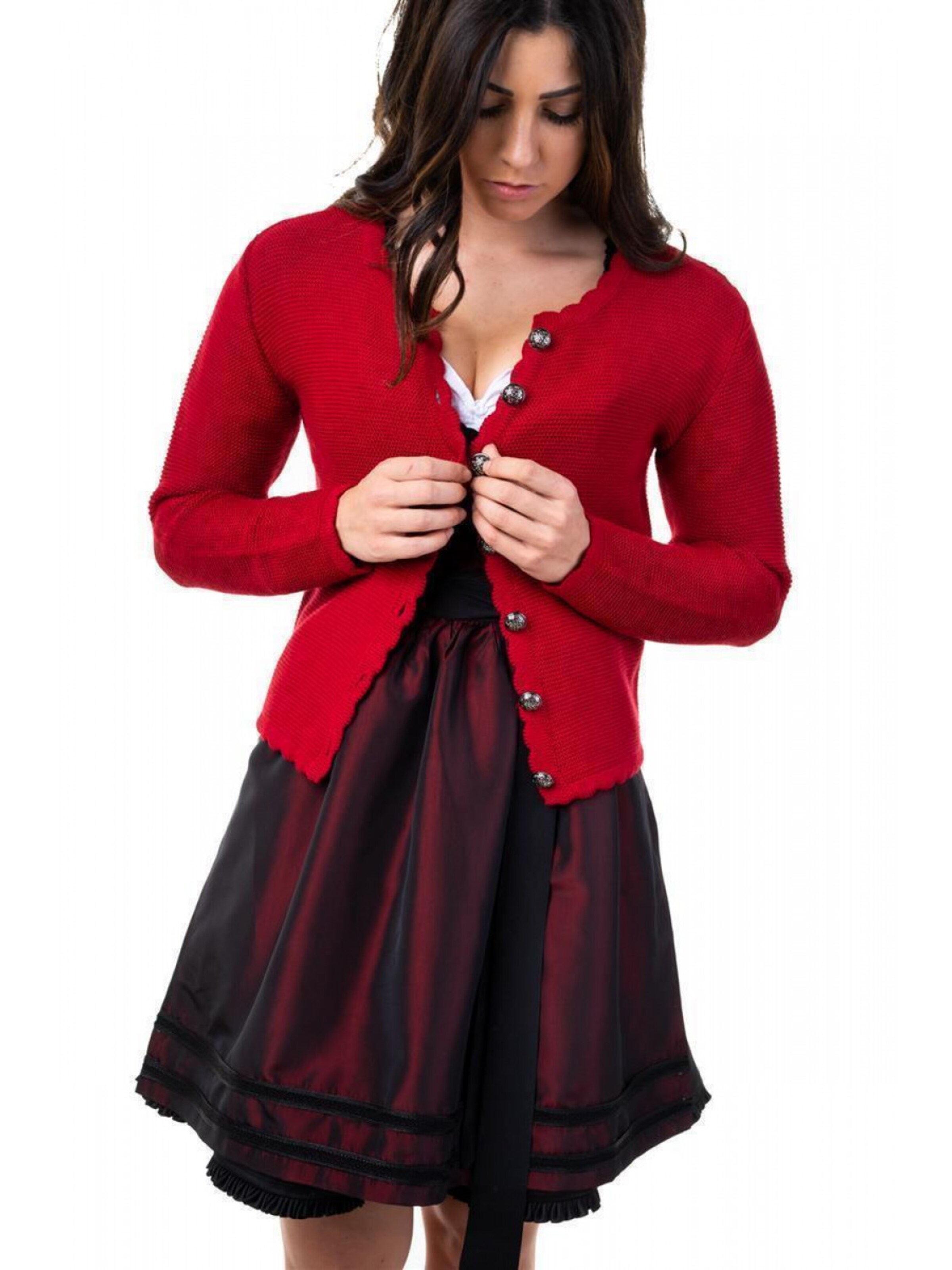 Trachtl Strickjacke 'Trachtenjacke Rot'‌‌‌‌‌‌‌ in Rot: Vorderseite