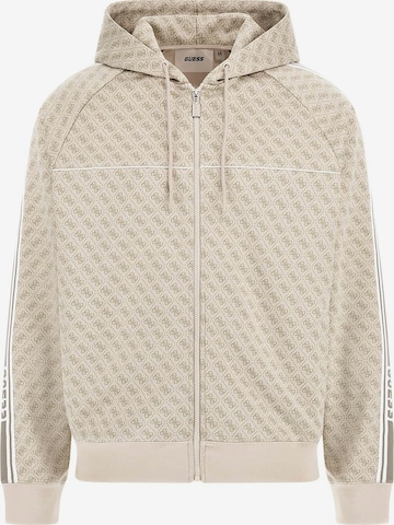 GUESS Zip-Up Hoodie in Brown: front