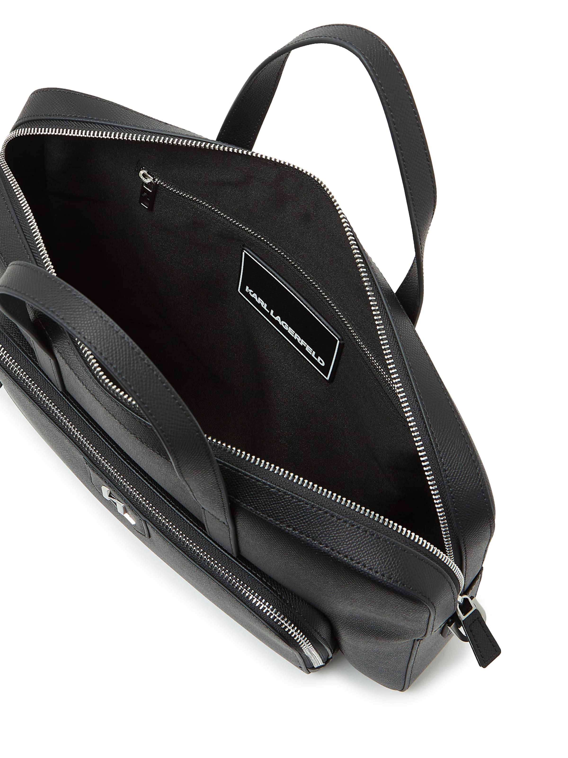 Karl Lagerfeld Kova salkku ' Aktentasche aus Leder mit K/Monogram ' värissä musta