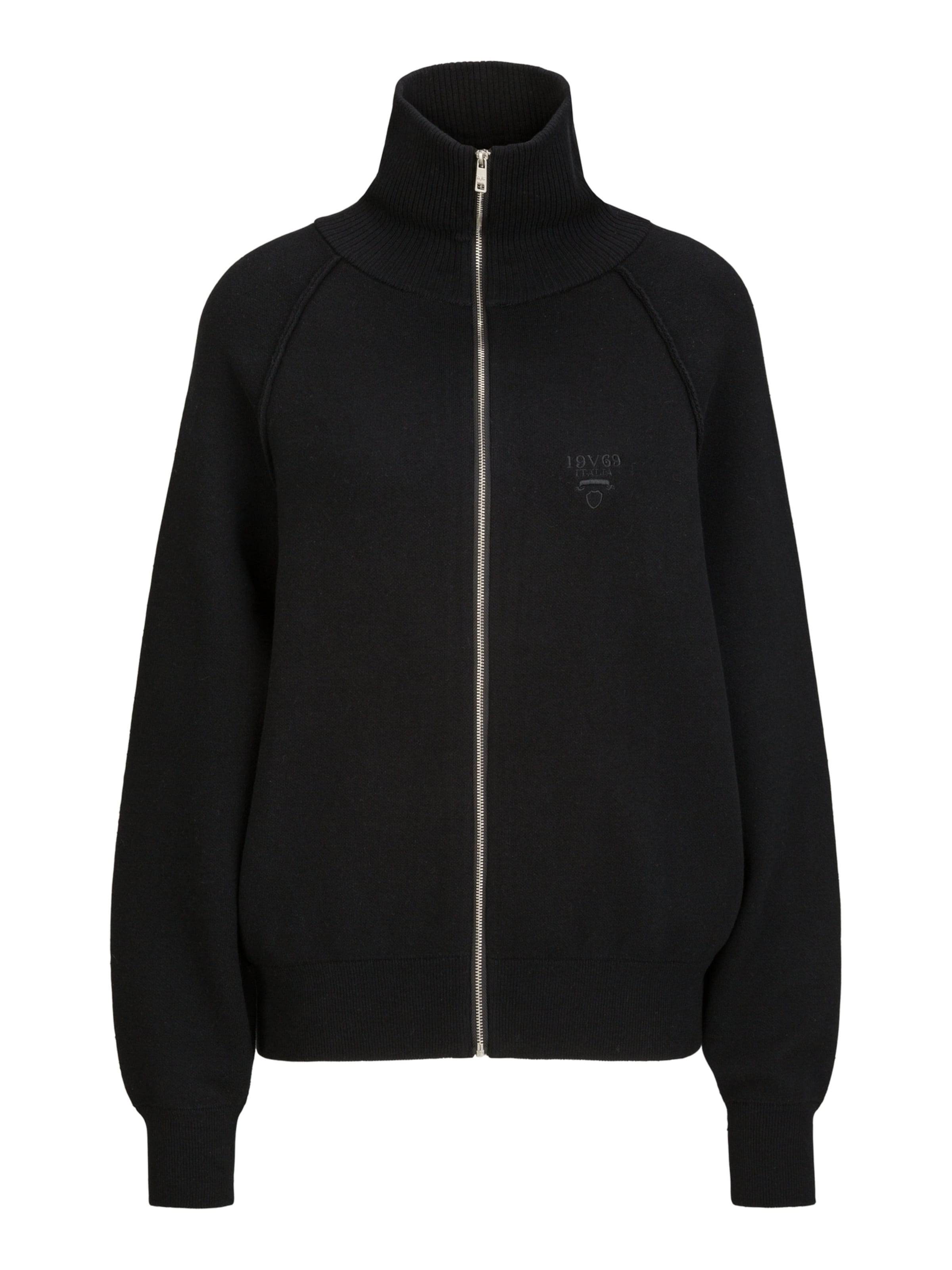 19V69 ITALIA Gebreid vest 'Almira' in Zwart: voorkant