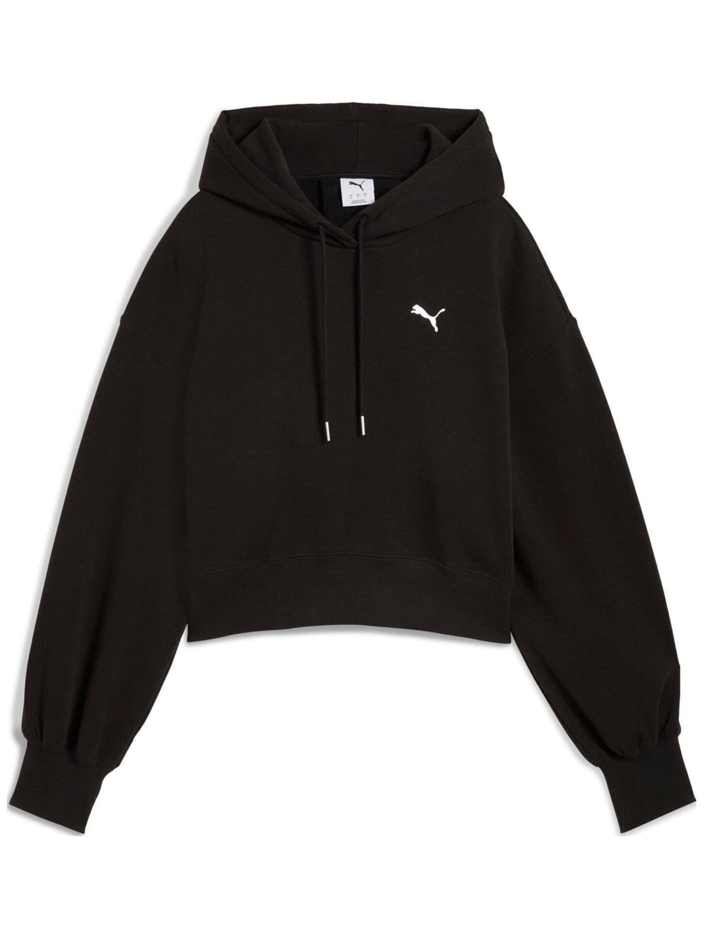 PUMA - Sudadera con cremallera 'Puma Wardrobe Ess Relaxed Cropped Hoodie Tr' en negro