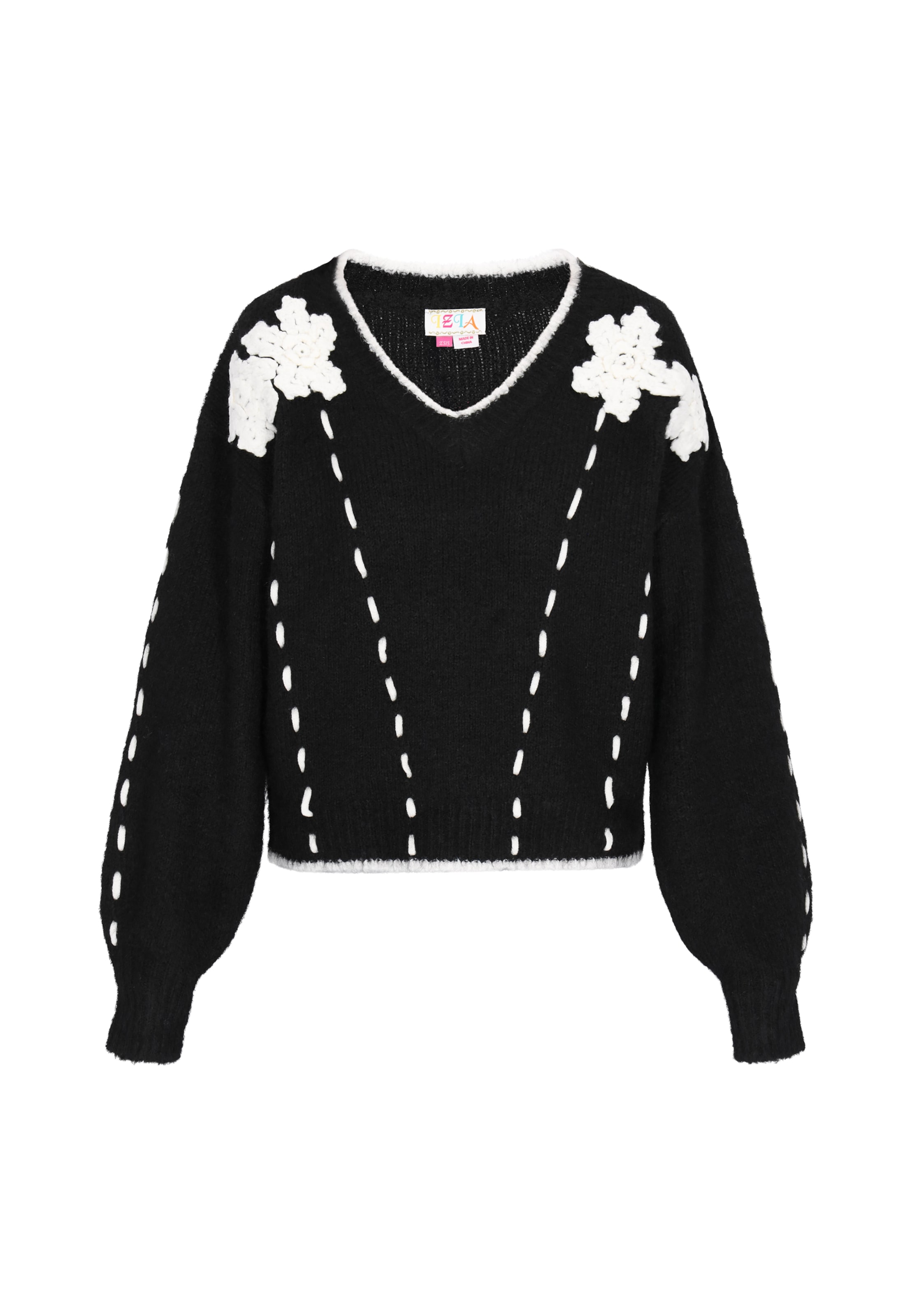 IZIA Oversize pulóver - fekete: elől