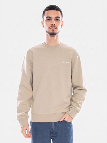 Carhartt WIP Bluzka sportowa 'Script Embroidery Sweat Barchan / White' w kolorze beżowy: przód