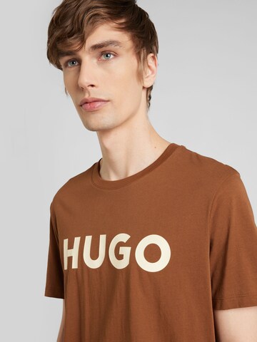 HUGO Μπλουζάκι 'Dulivio' σε καφέ