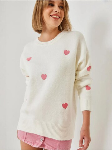 Pull-over oversize Bianco Lucci en blanc