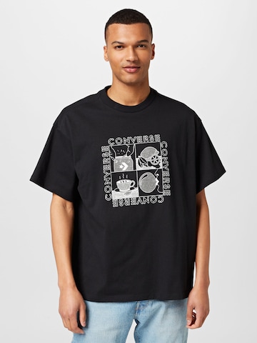 CONVERSE - Camiseta en negro: frente