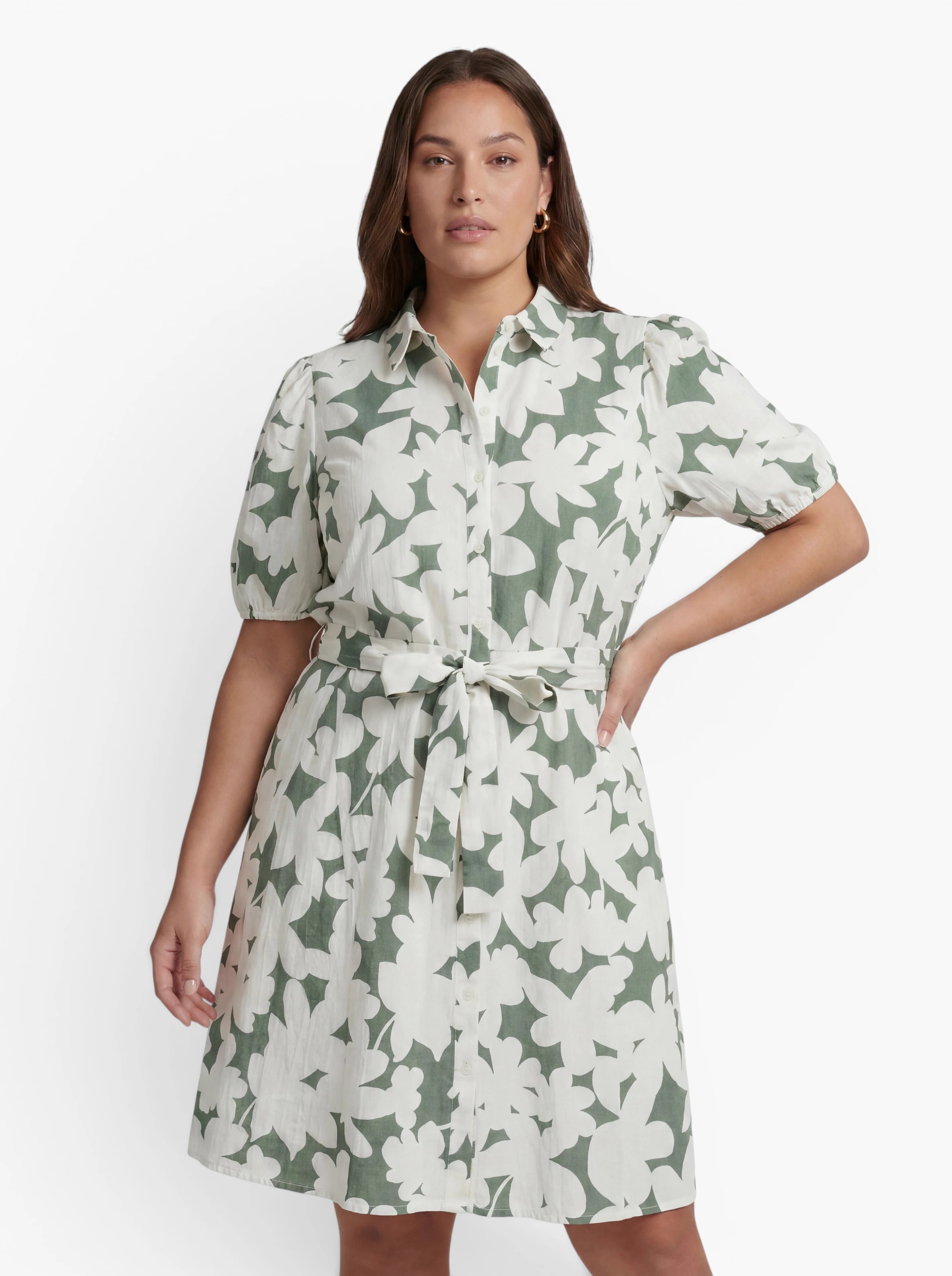 Robe-chemise 'VMCDICTHE' Vero Moda Curve en vert