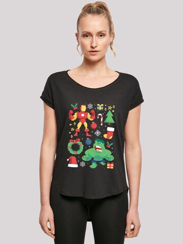 T-shirt 'Marvel Universe Iron Man And Hulk Christmas Day' F4NT4STIC en noir : devant