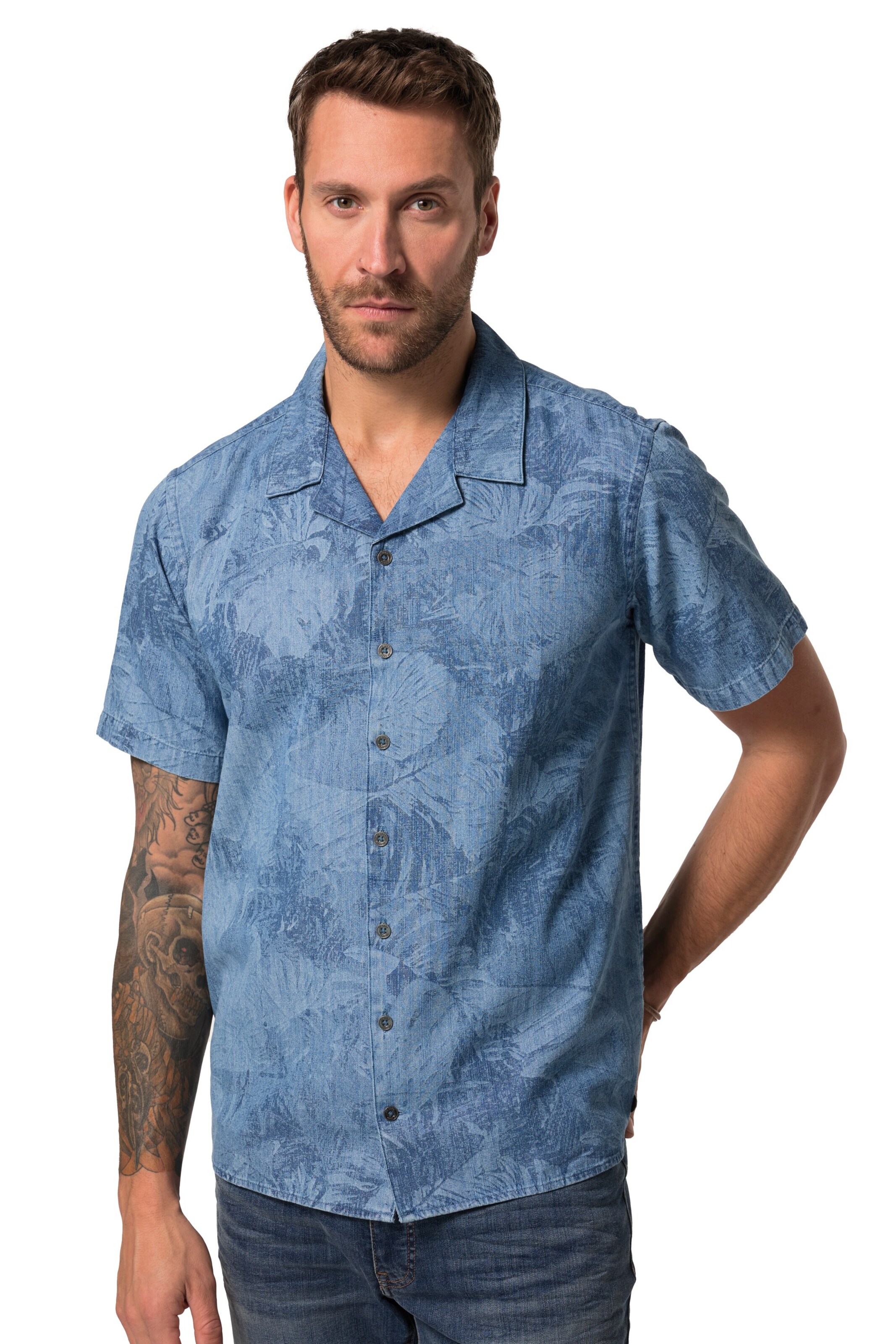 JP1880 Regular fit Button Up Shirt in Blue: front