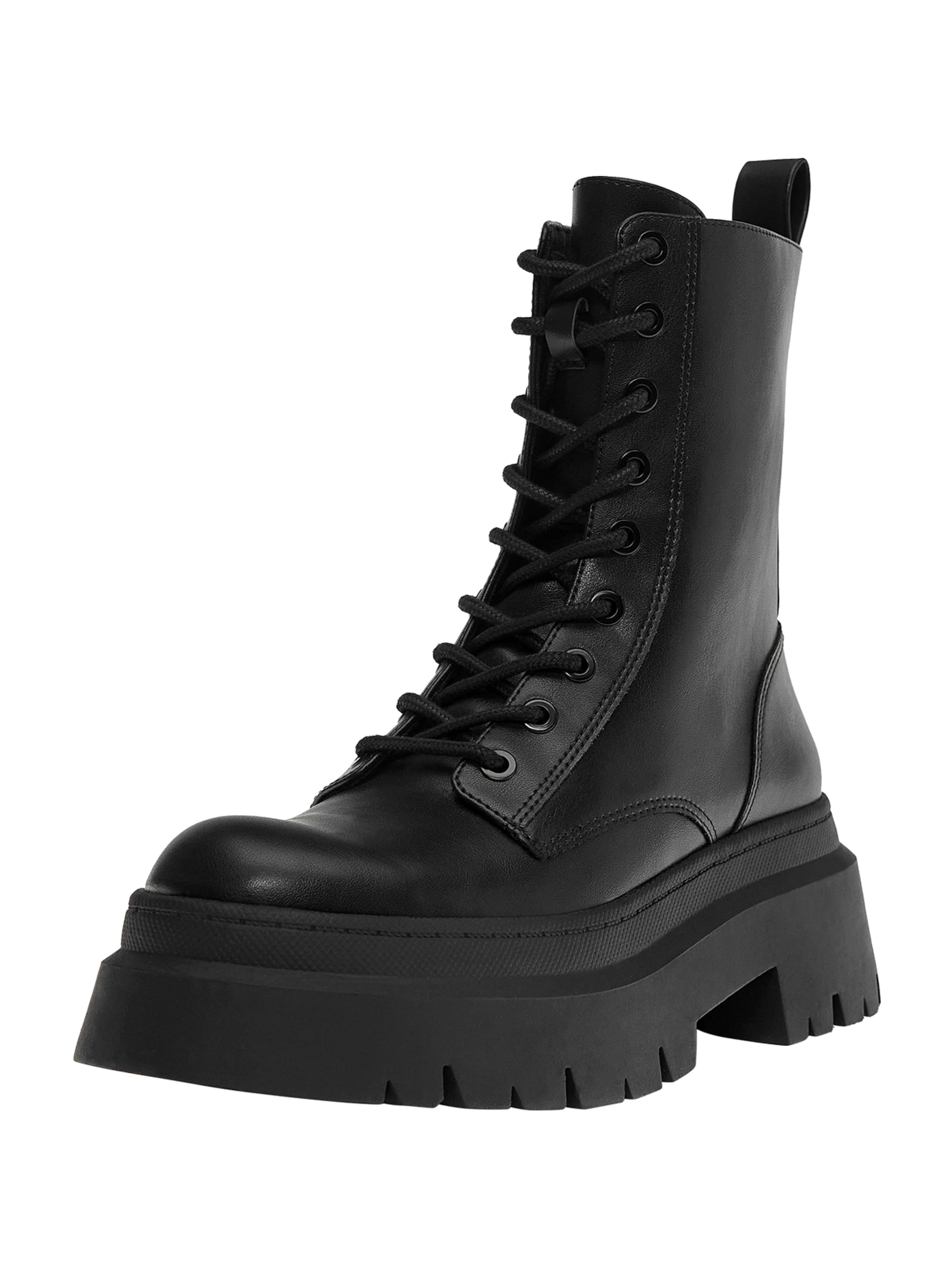 Bottines à lacets Pull&amp;Bear en noir : devant