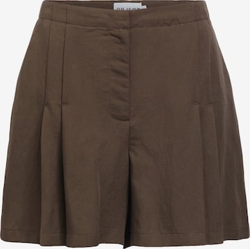 OBJECT Loosefit Bandplooibroek in Bruin: voorkant