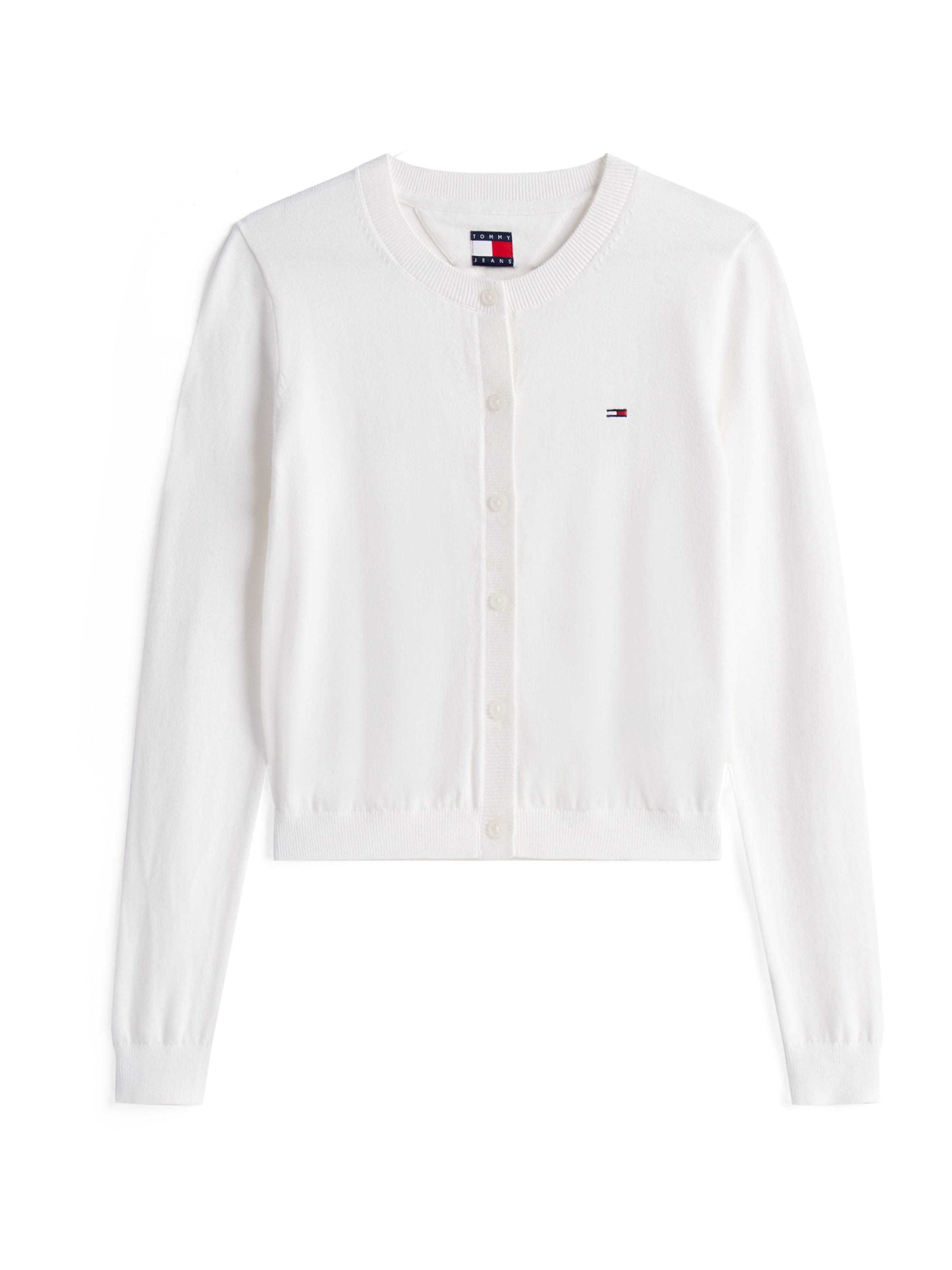 Tommy Jeans Kardigán 'ESSENTIAL' - fehér: elől