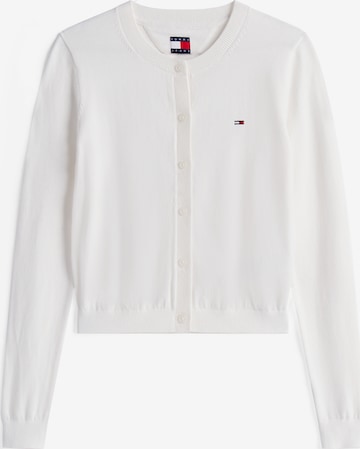 Tommy Jeans Πλεκτή ζακέτα 'ESSENTIAL' σε λευκό: μπροστά