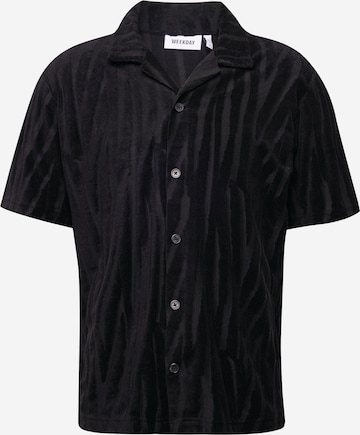 WEEKDAY Button Up Shirt in Black: front