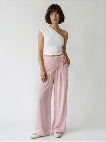 Wide Leg Pantalon Bianco Lucci en rose