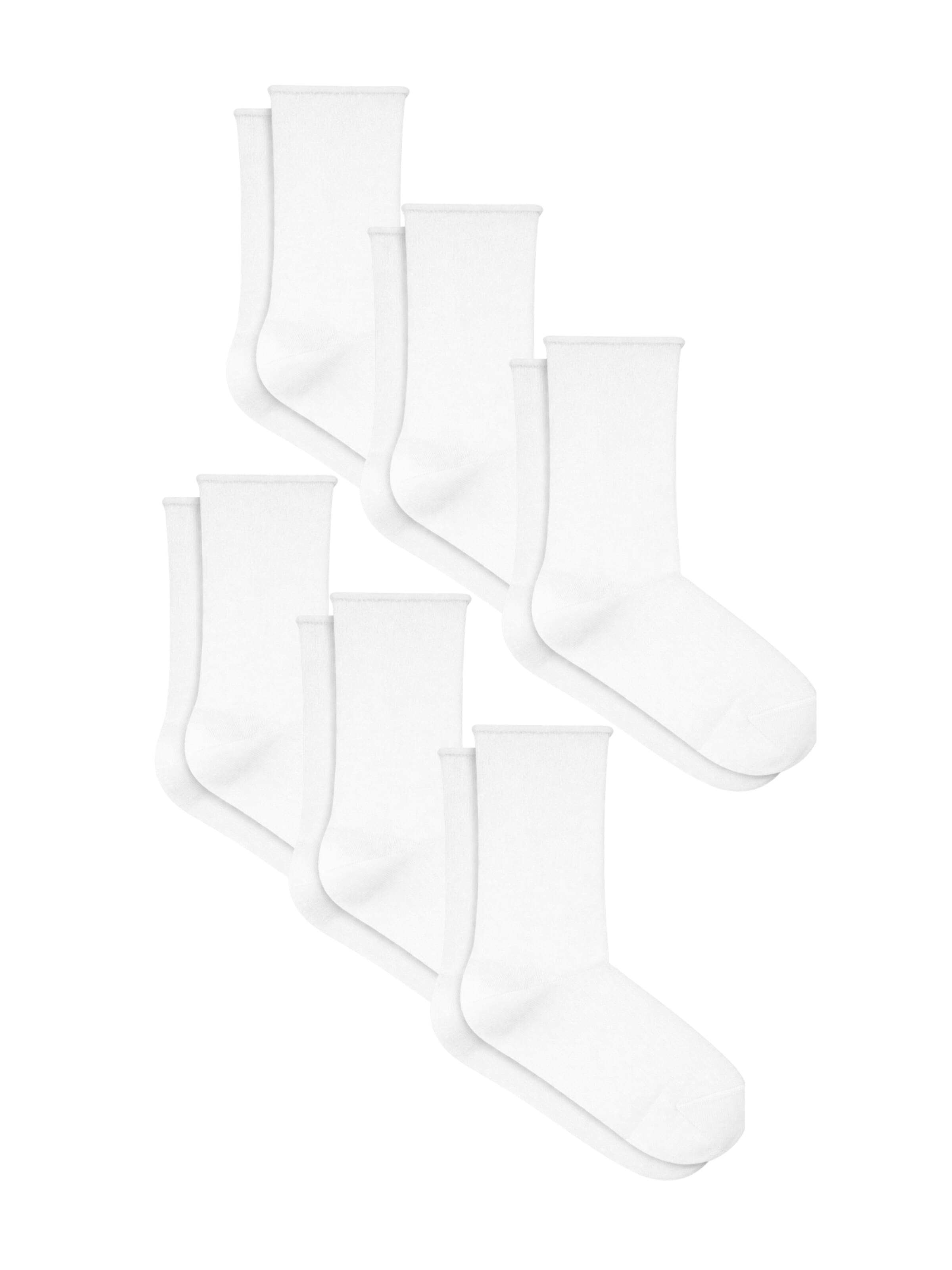 Albero Natur Socken 'Bio-Baumwoll-Socken mit Rollrand Unisex – 6er Pack'‌ in Weiß: Vorderseite