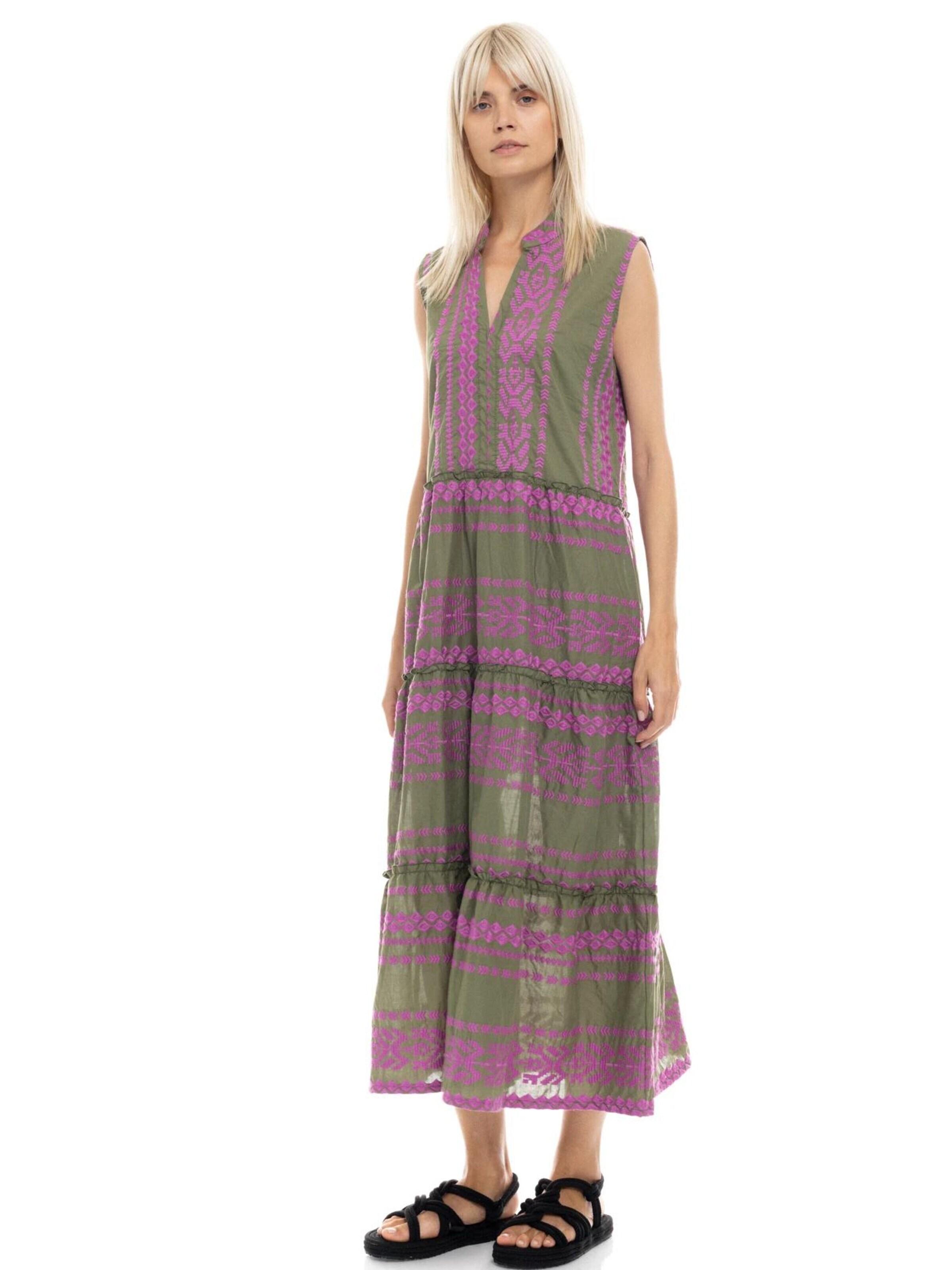 Pink Label Καλοκαιρινό φόρεμα 'BEACHWEAR LONG EMBRODERY MAGENTA' σε πράσινο