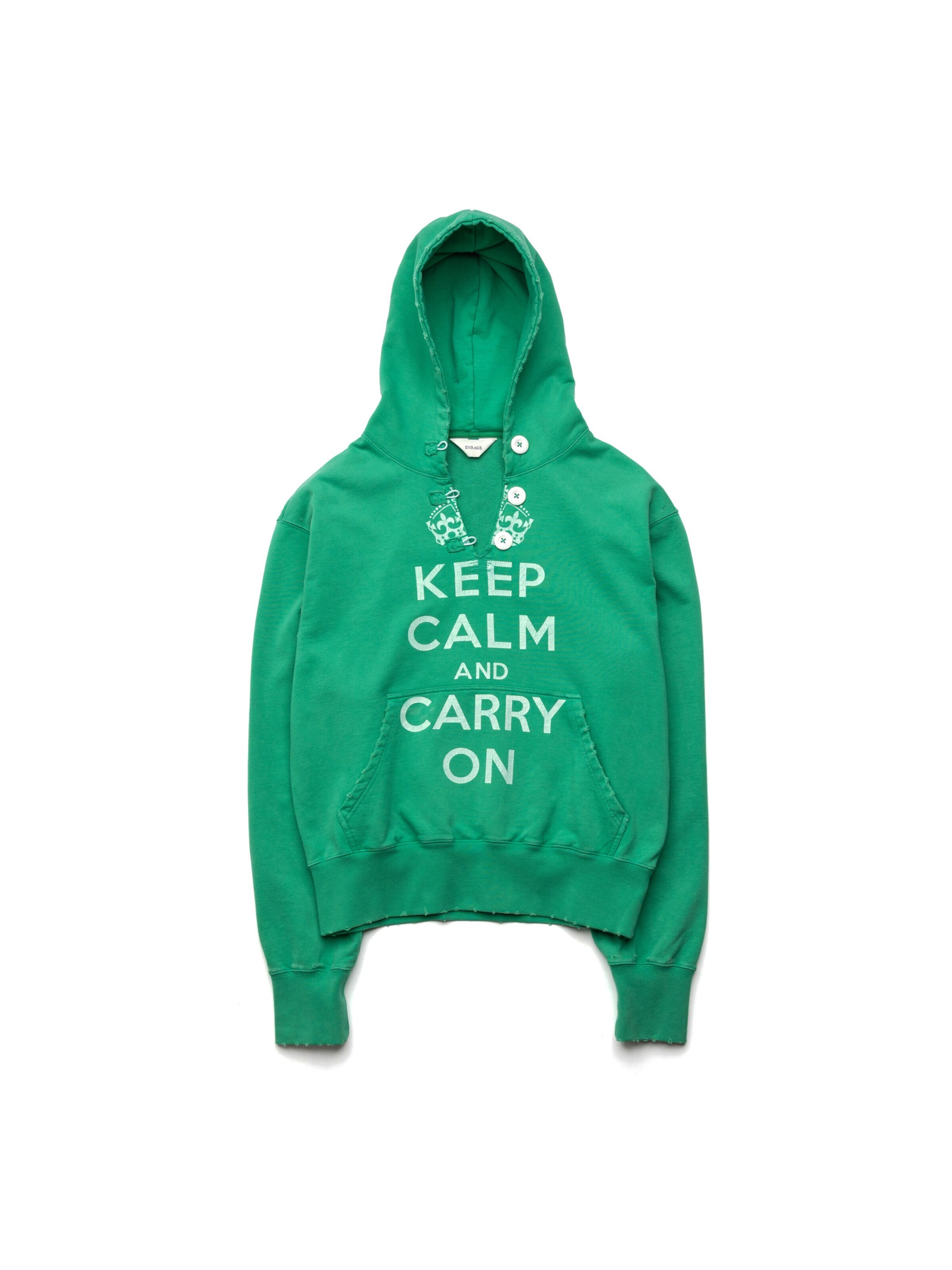 ENRAGE Sweatshirt 'RIPPED COLLAR HOODIE' i grøn: forside