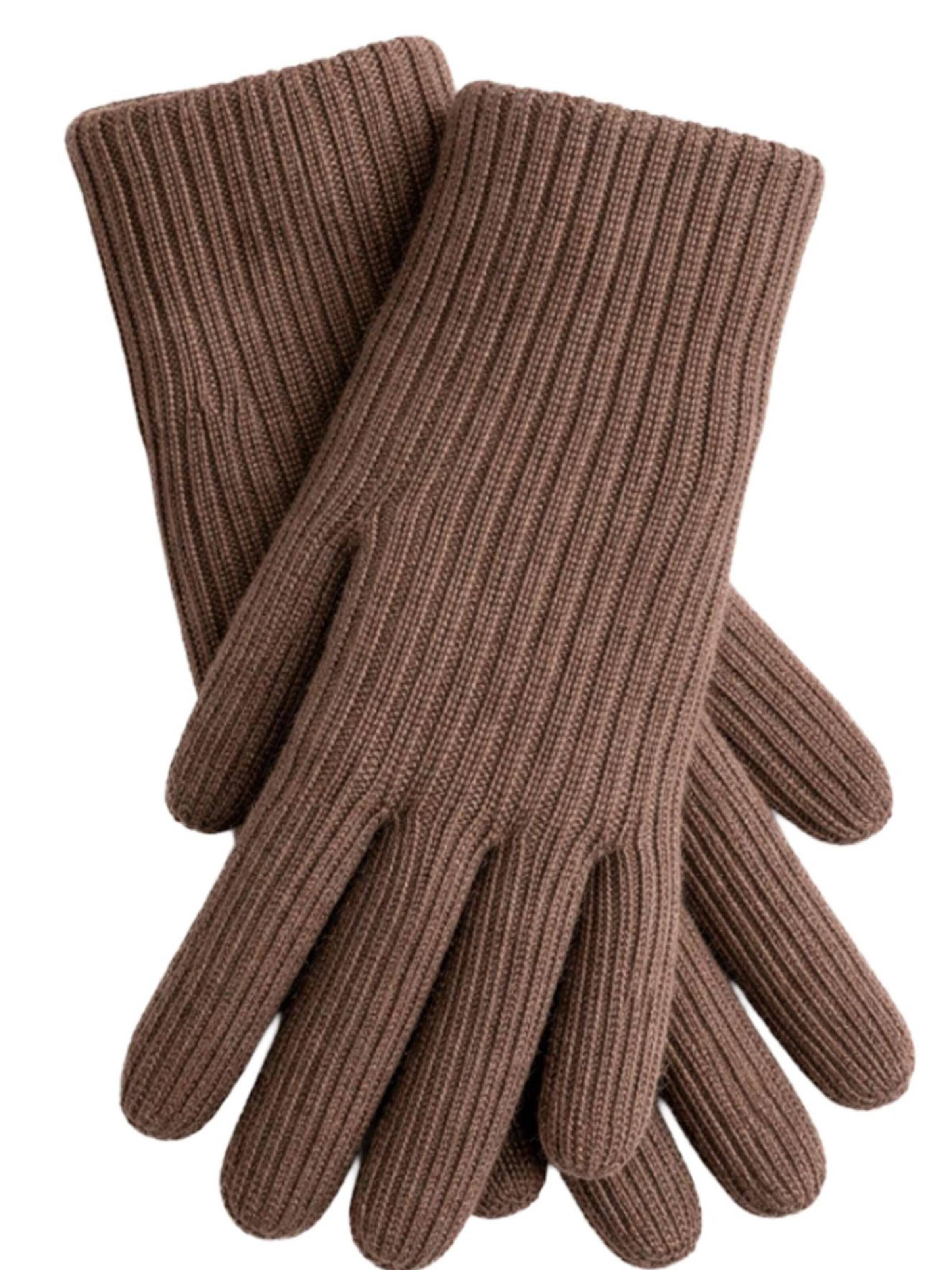 Il Lanificio Full finger gloves in Brown: front