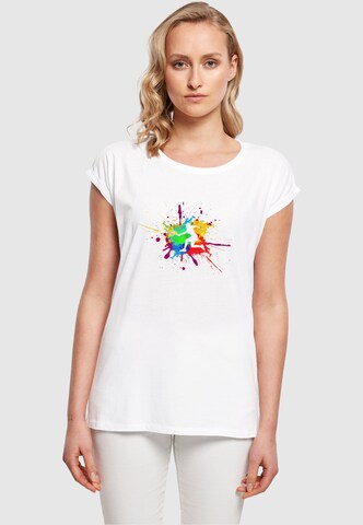Merchcode Shirt 'Color Splash Player' in White: front