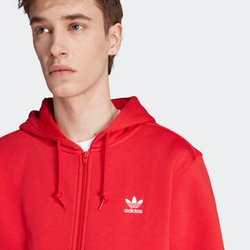 ADIDAS ORIGINALS Zip-Up Hoodie 'Trefoil Essentials' in Red