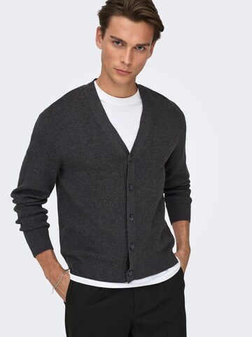 Only & Sons Knit Cardigan 'ONSting' in Grey