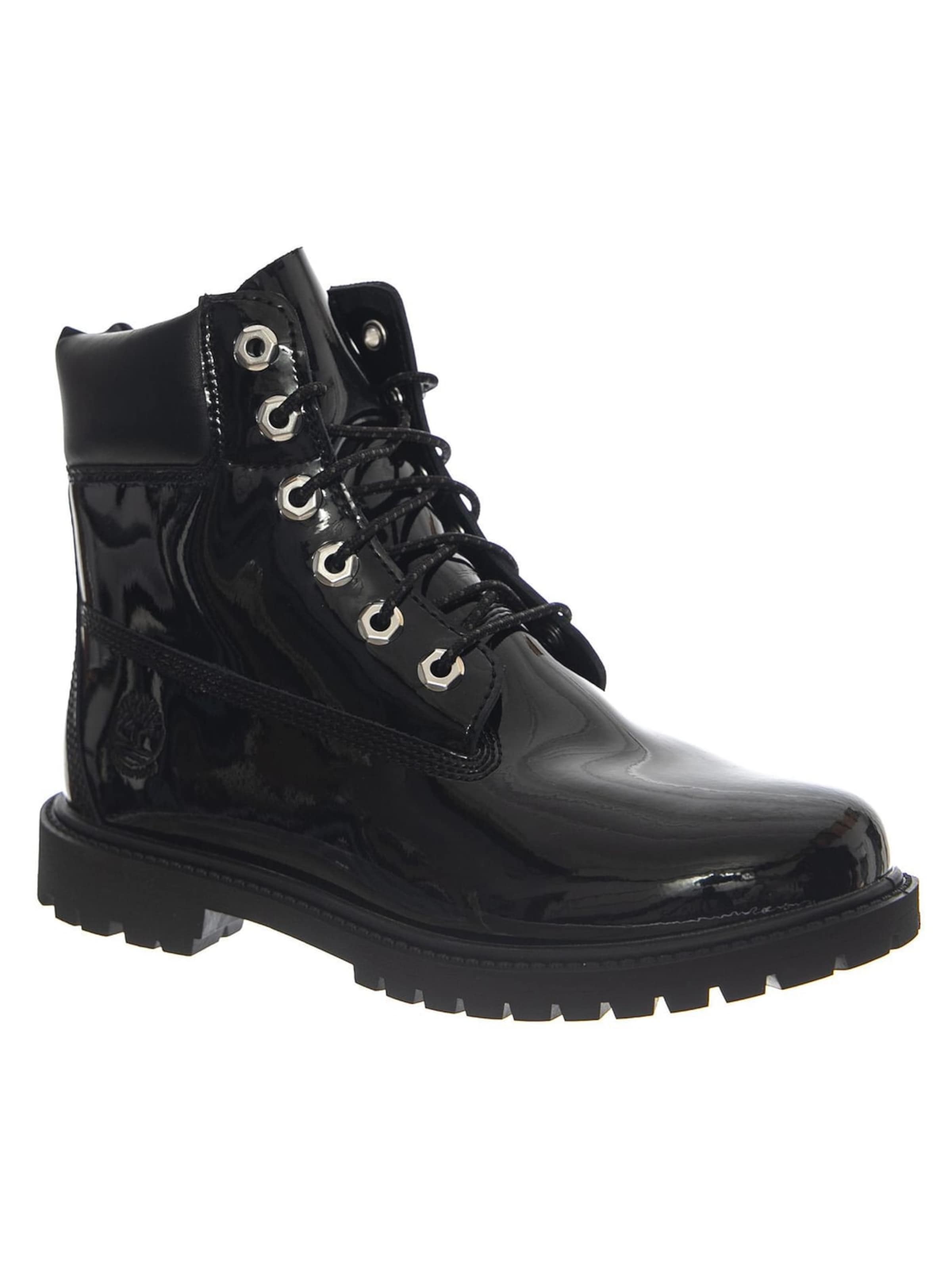 TIMBERLAND Kozaki 'Premium 6 Inch Lace Up Waterproof Boot -- Women's Black Patent Leather' w kolorze czarny