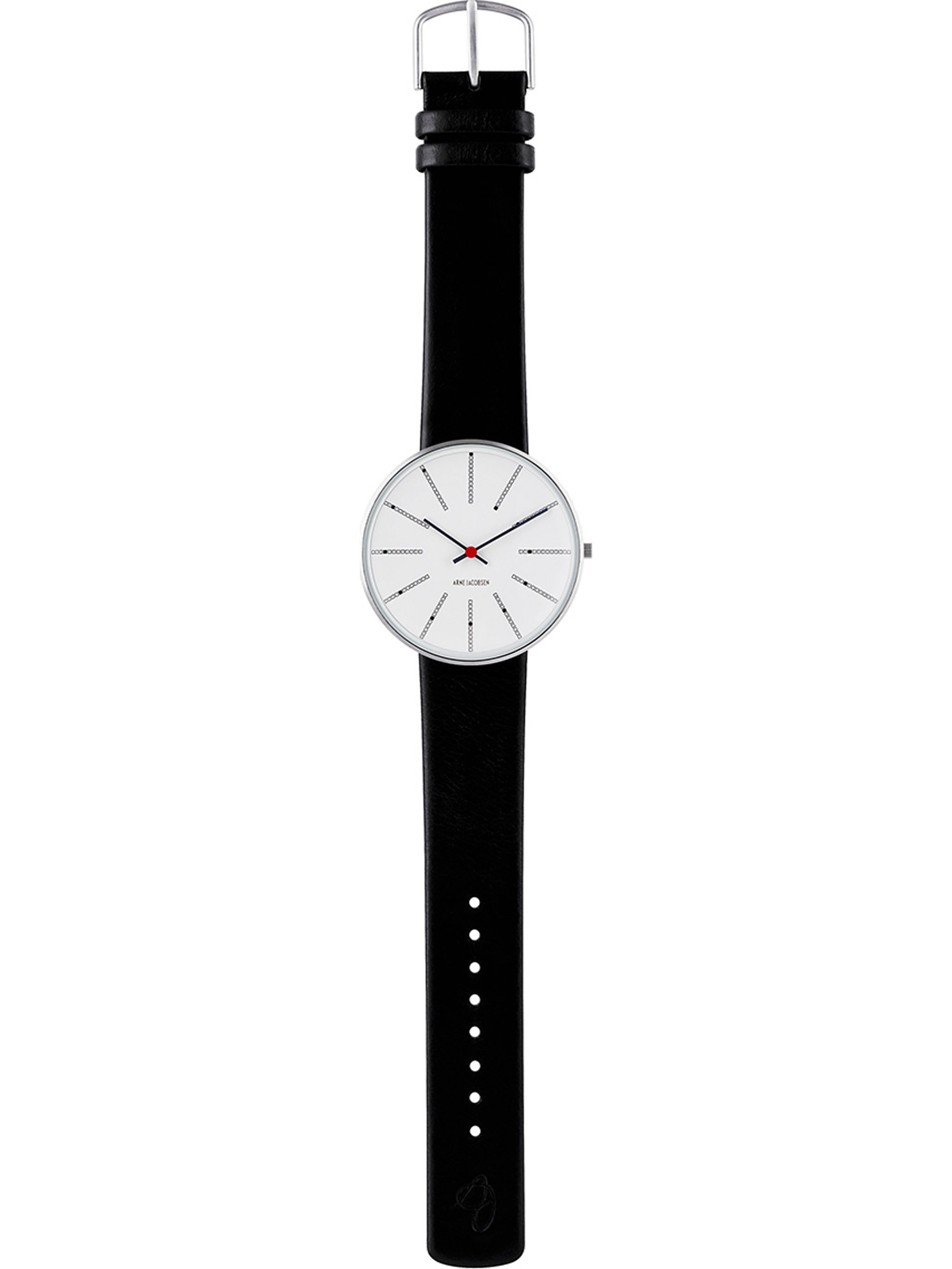 Arne Jacobsen Uhr in Silber, Schwarz 