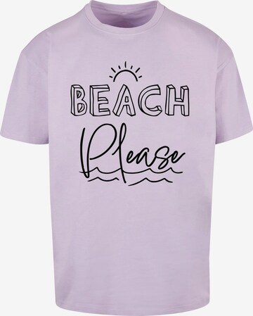 Merchcode Shirt 'Beach Please' in Lila: voorkant