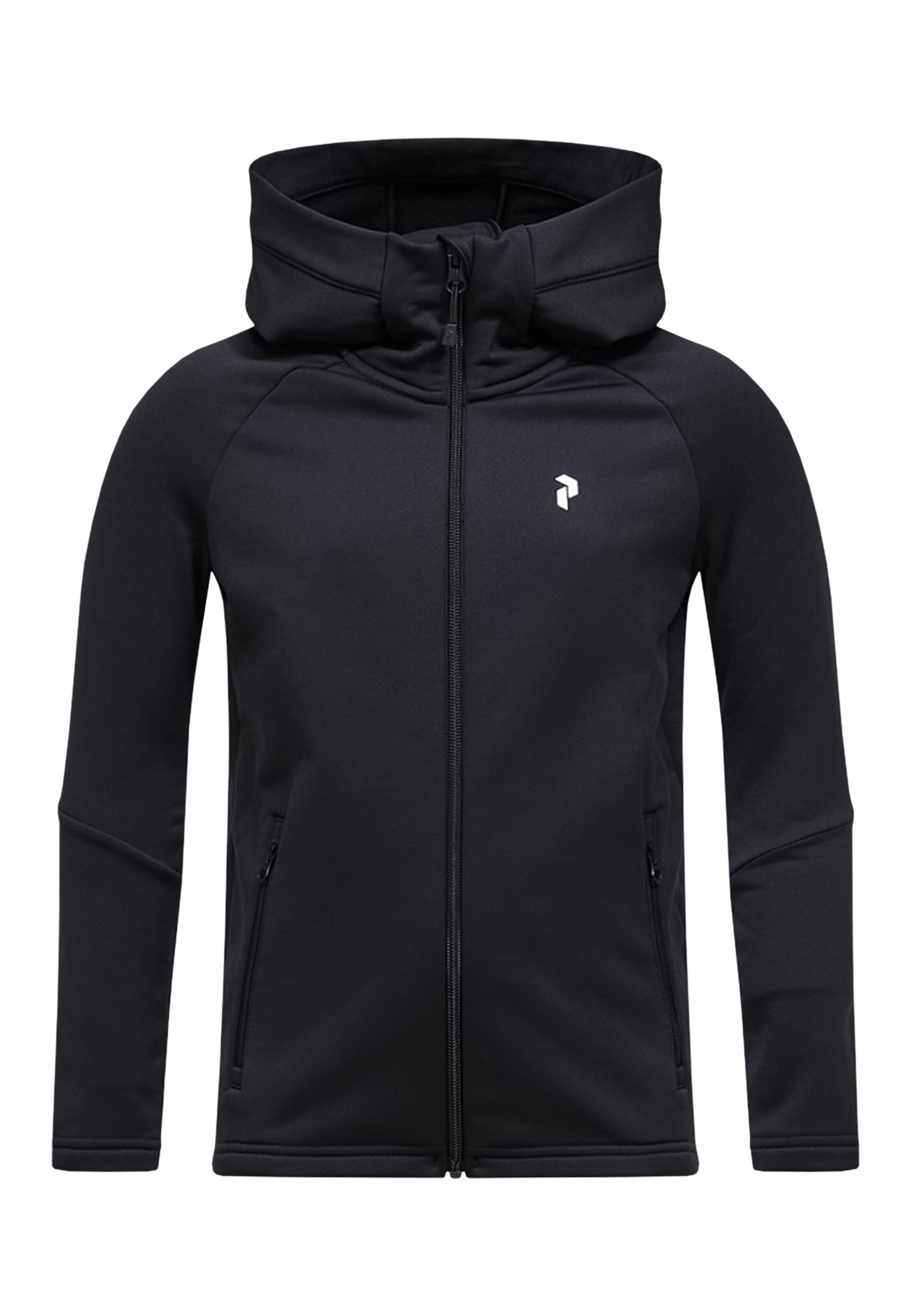 PEAK PERFORMANCE Fleecejacke Jr Rider Essentials Midlayer Zip Hood in Schwarz: Vorderseite