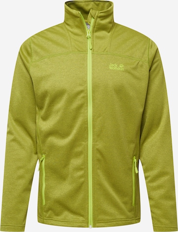 JACK WOLFSKIN Athletic Fleece Jacket 'Horizon' in Green: front
