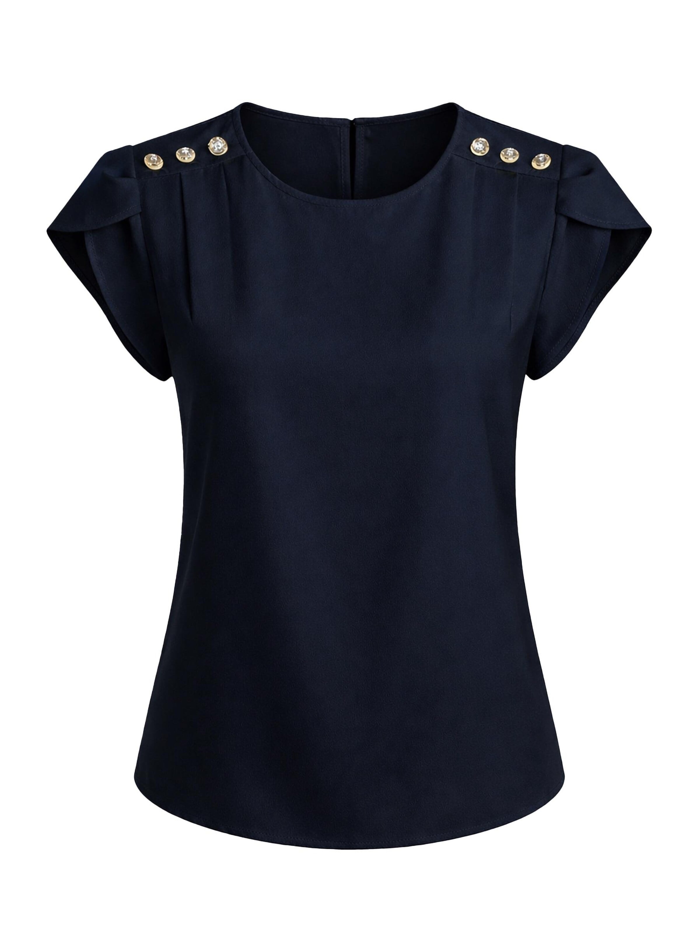 REGINA FASHION Blouse 'Short Sleeve Blouse with Decorative Shoulder Buttons' in Blauw: voorkant