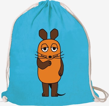 LOGOSHIRT Turnbeutel 'Die Maus' in Blau: Vorderseite