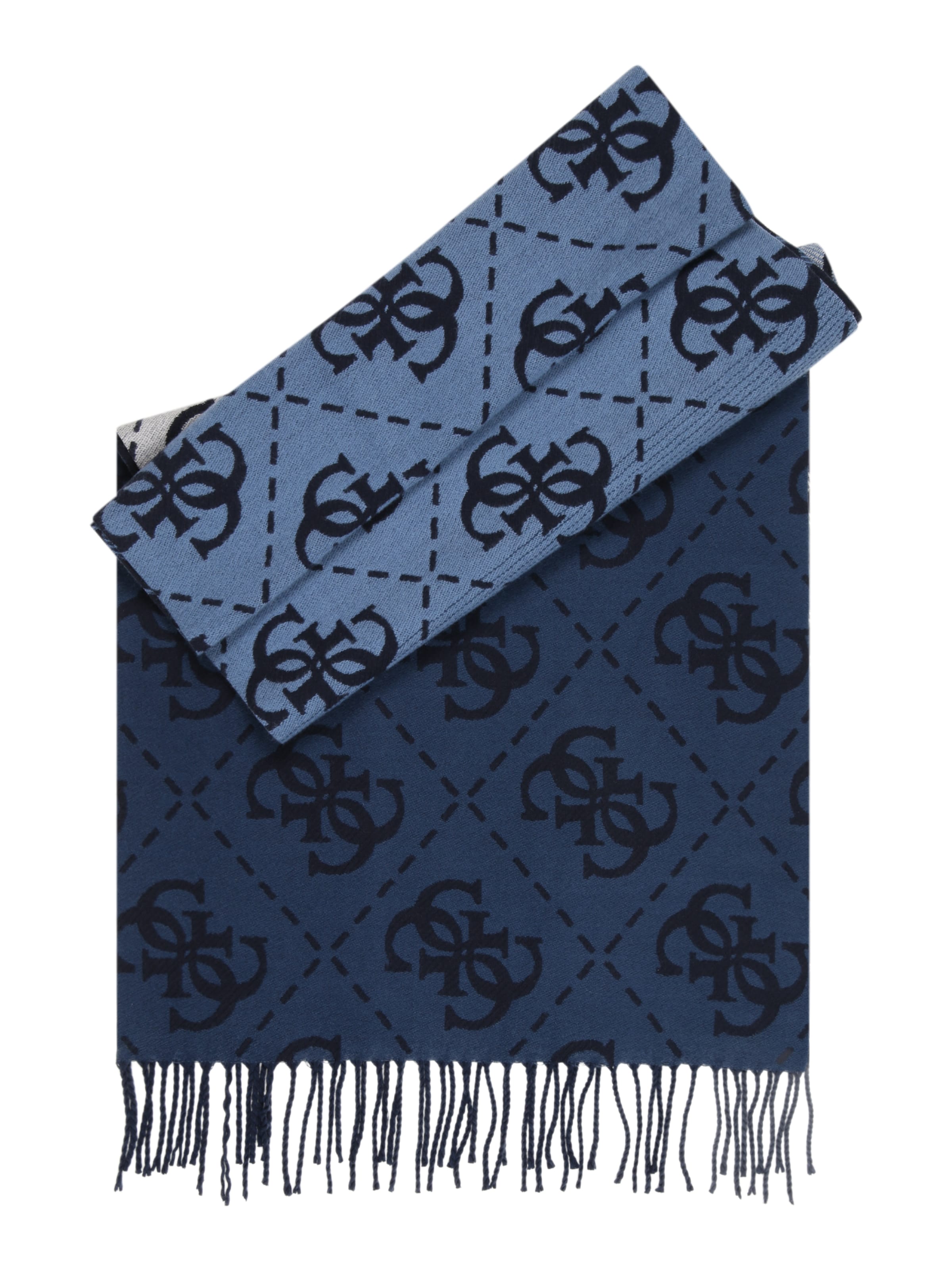 GUESS - Chal 'SCARF JACQUARD 40X180' en azul: frente