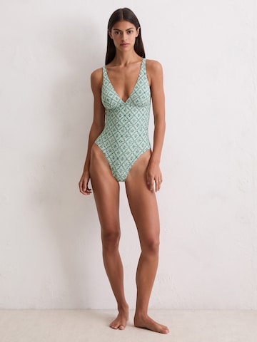Marc O'Polo - Traje de baño ' Geo Capsule ' en verde: frente