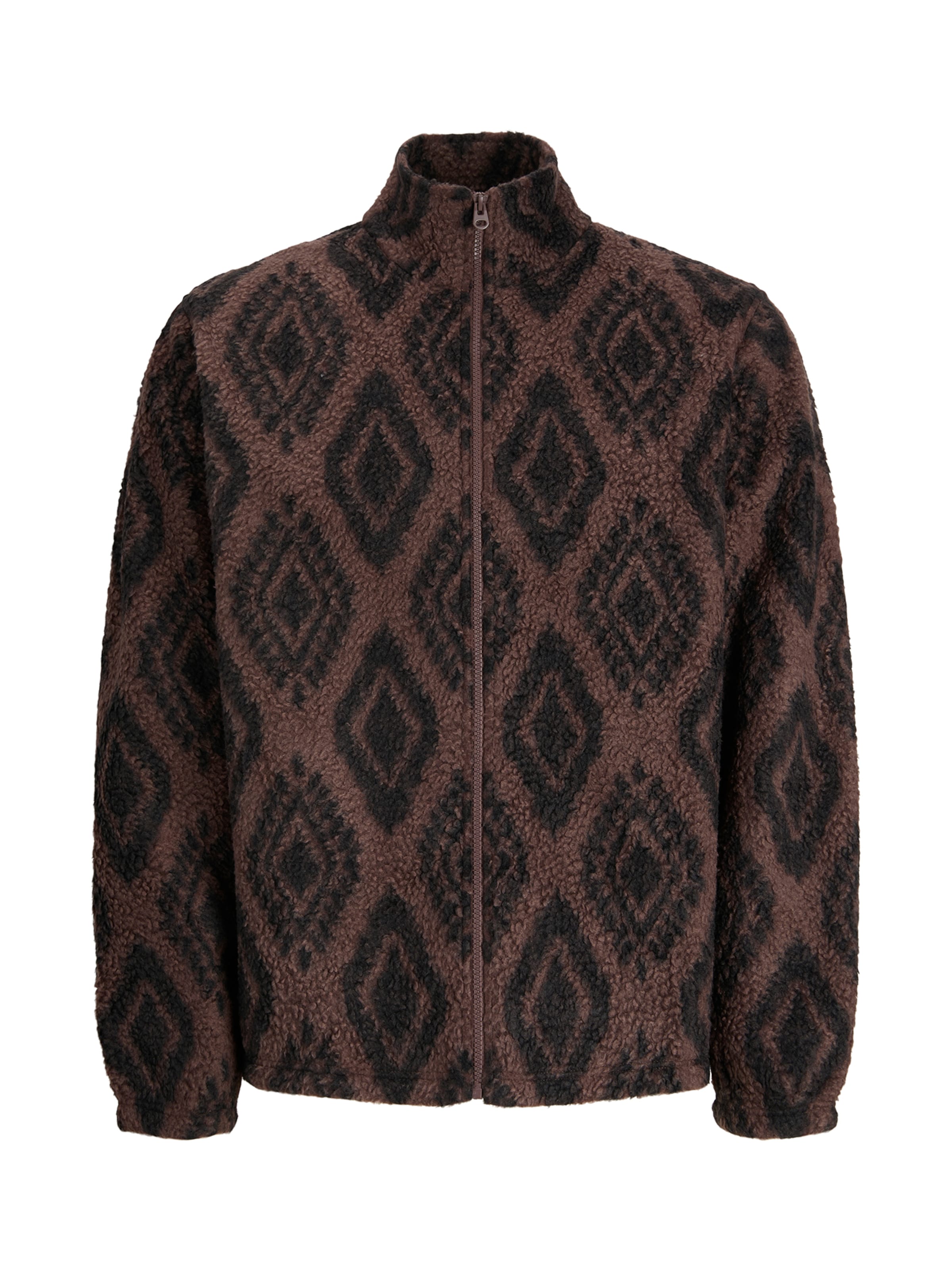 JACK & JONES Fleece jas 'JORSEBASTIAN' in Bruin: voorkant