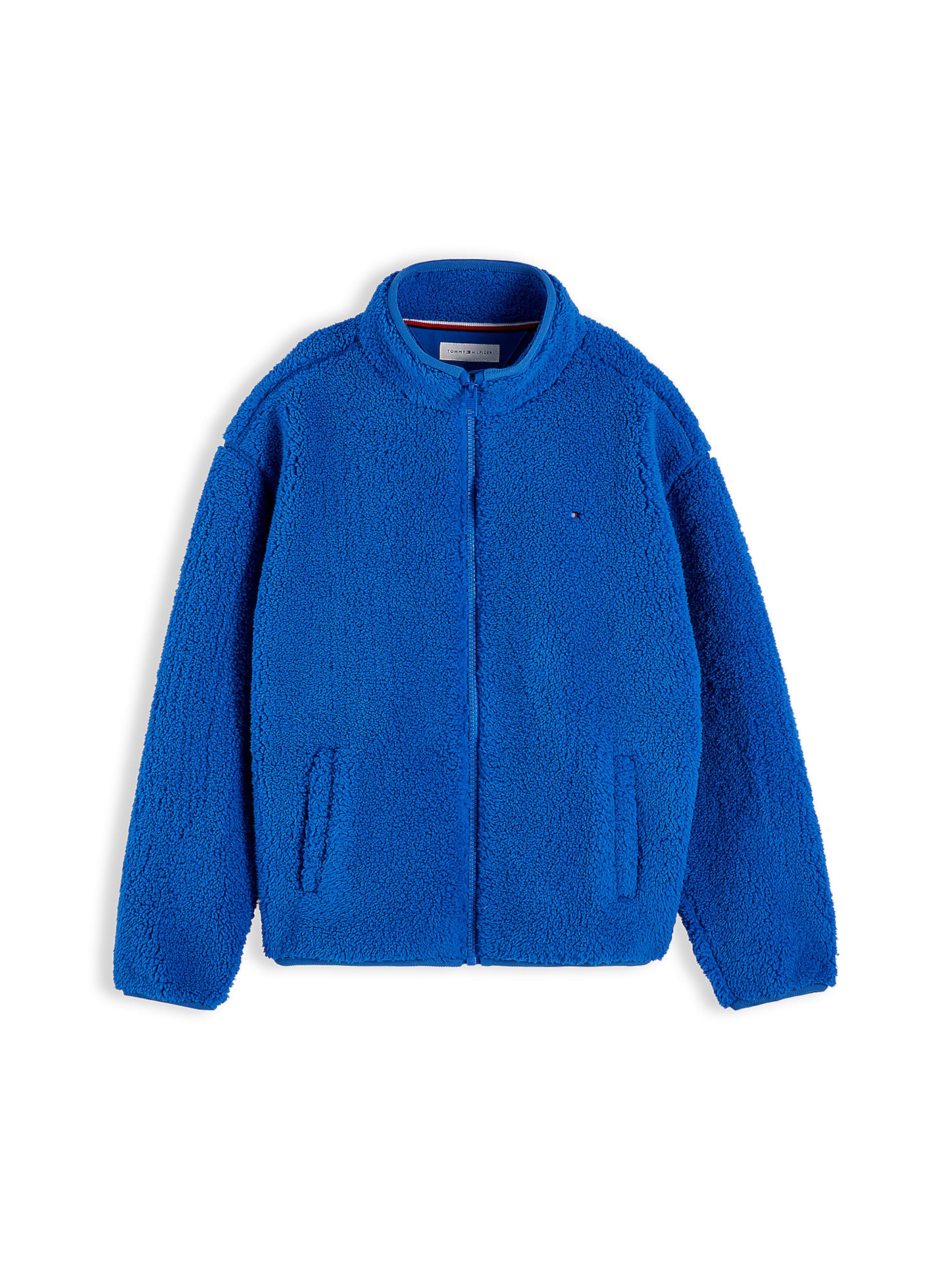 TOMMY HILFIGER Fleece jas in Blauw: voorkant