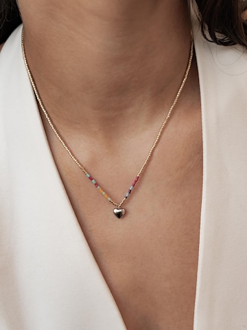 Hey Happiness - Cadena 'Summer Bead Heart' en plata: frente