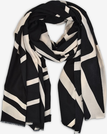 styleBREAKER Schal 'Schal mit Graphic Lines Muster' in Schwarz: Vorderseite