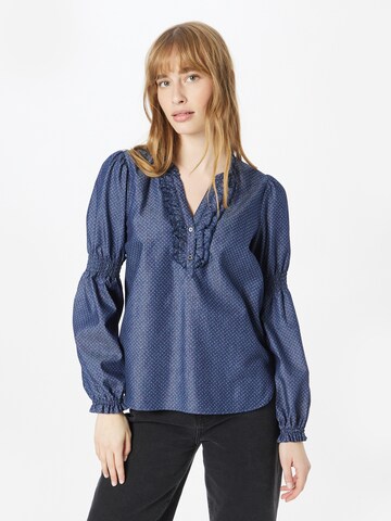 Cream Blouse 'Magria' in Blue: front