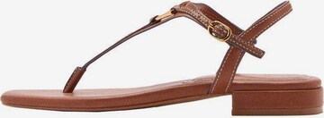 MANGO T-Bar Sandals in Brown: front