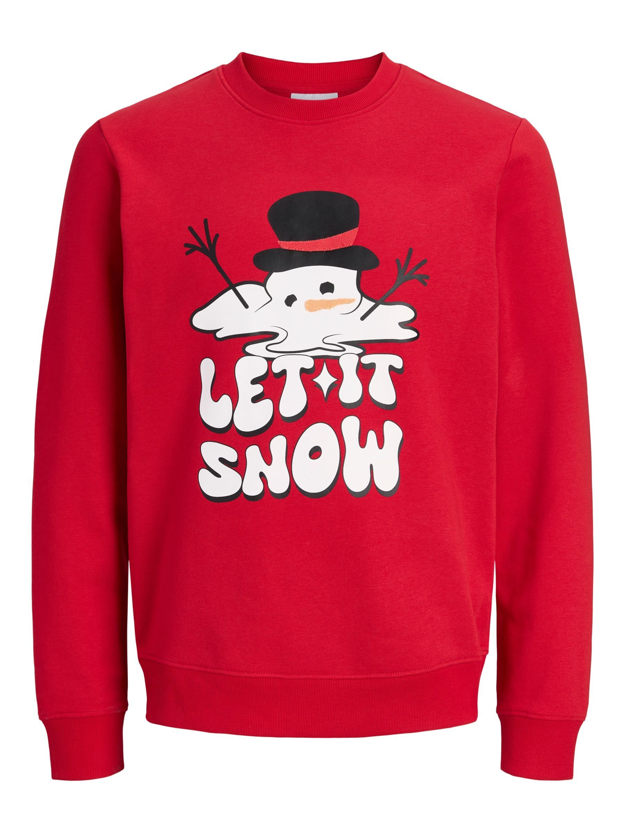 JACK & JONES Sweatshirt 'JJXMAS FUN' i rød: forside