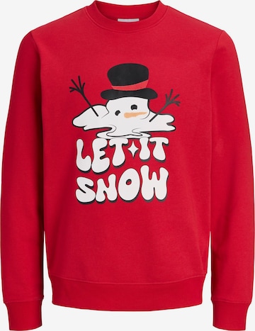 JACK & JONES Sweatshirt 'JJXMAS FUN' i rød: forside