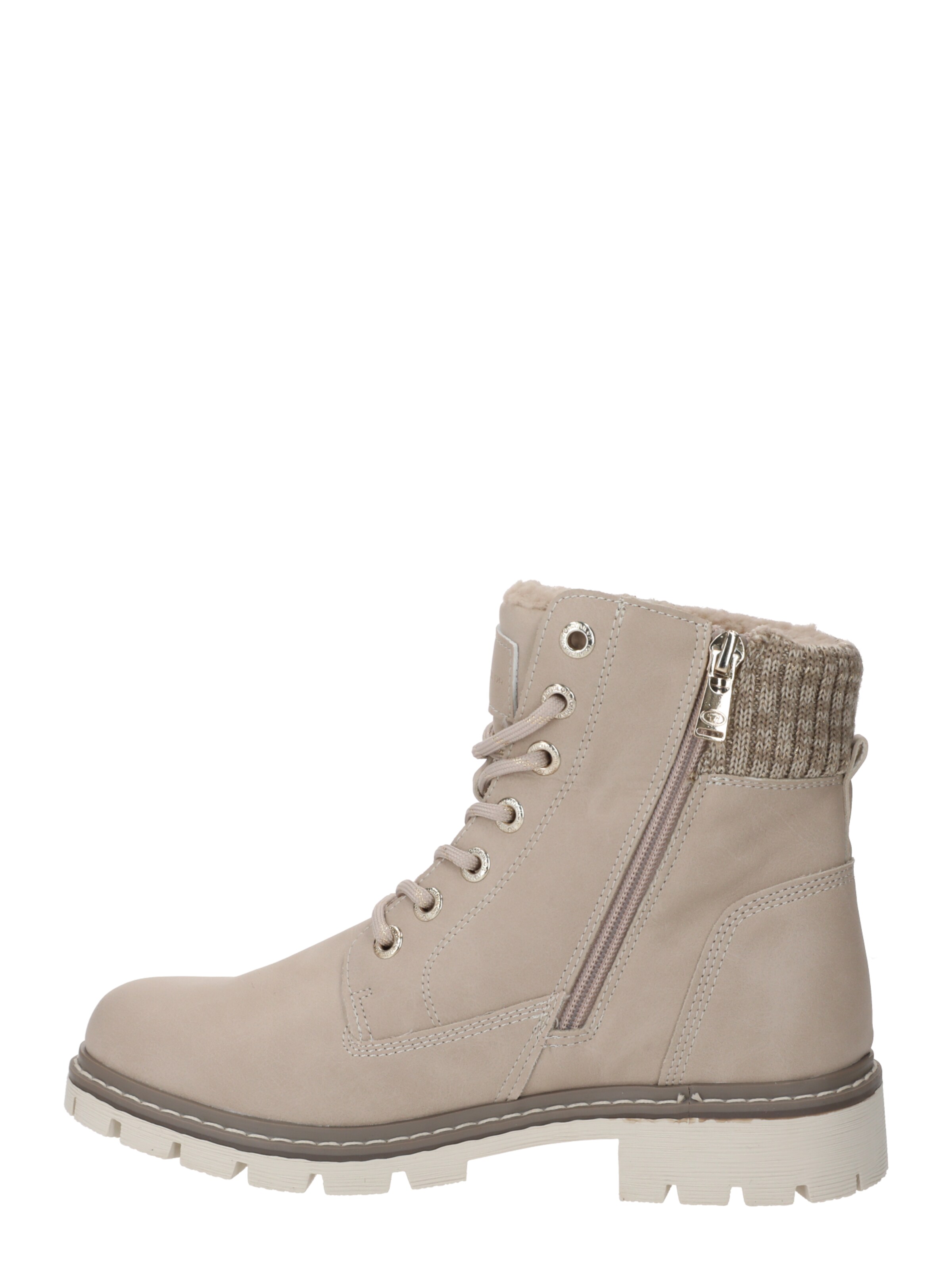 TOM TAILOR Schnürstiefelette in Beige