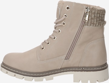 TOM TAILOR Lace-Up Ankle Boots in Beige