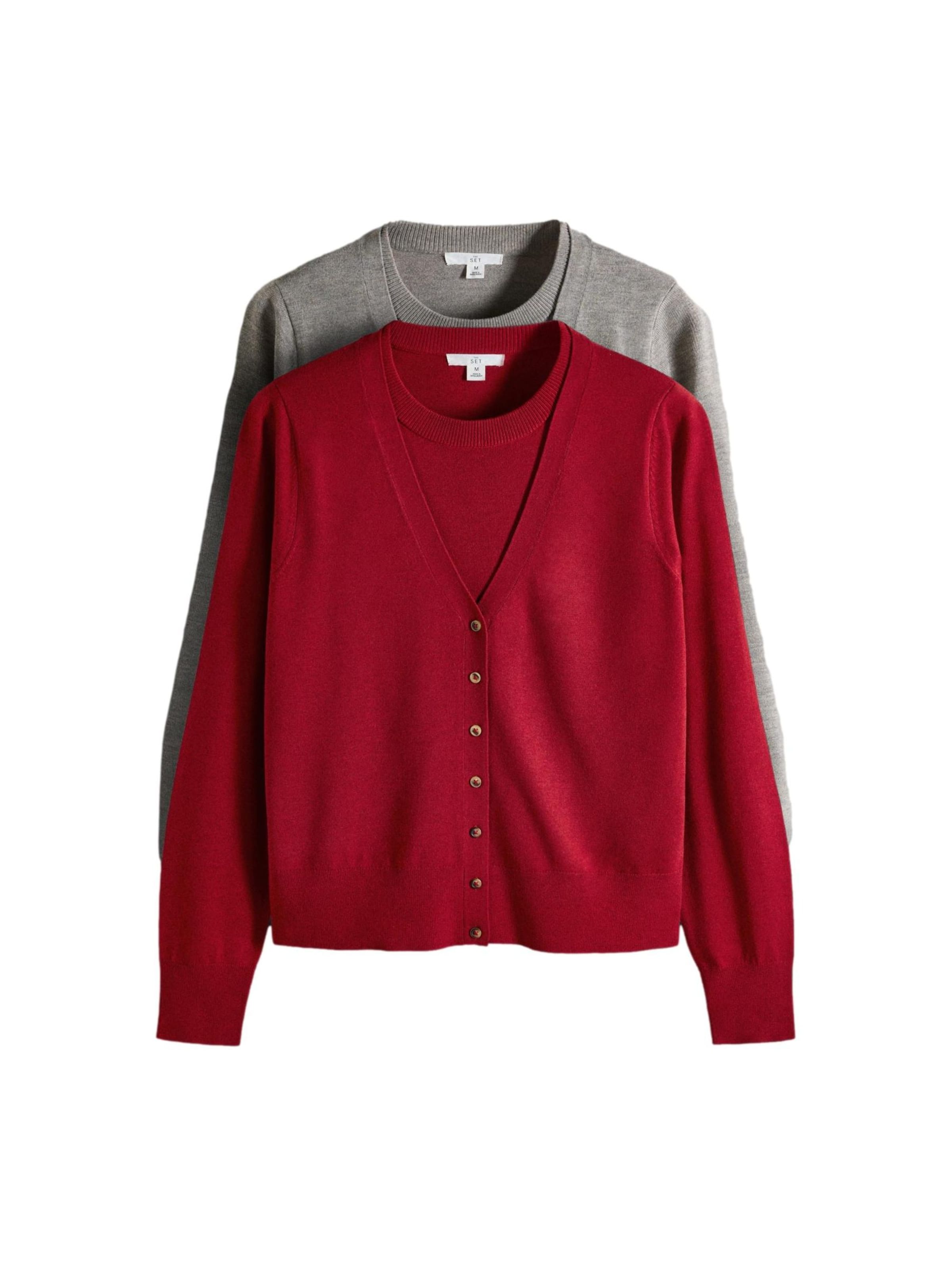 The Set Strickjacke in Grau: Vorderseite