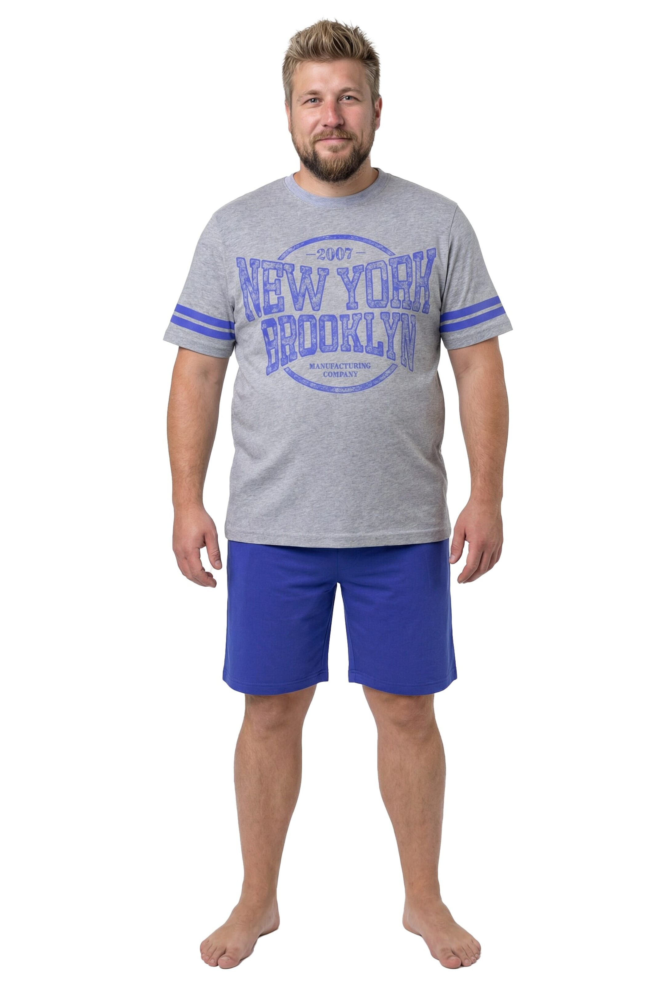 Men Plus Pyjama kort in Blauw