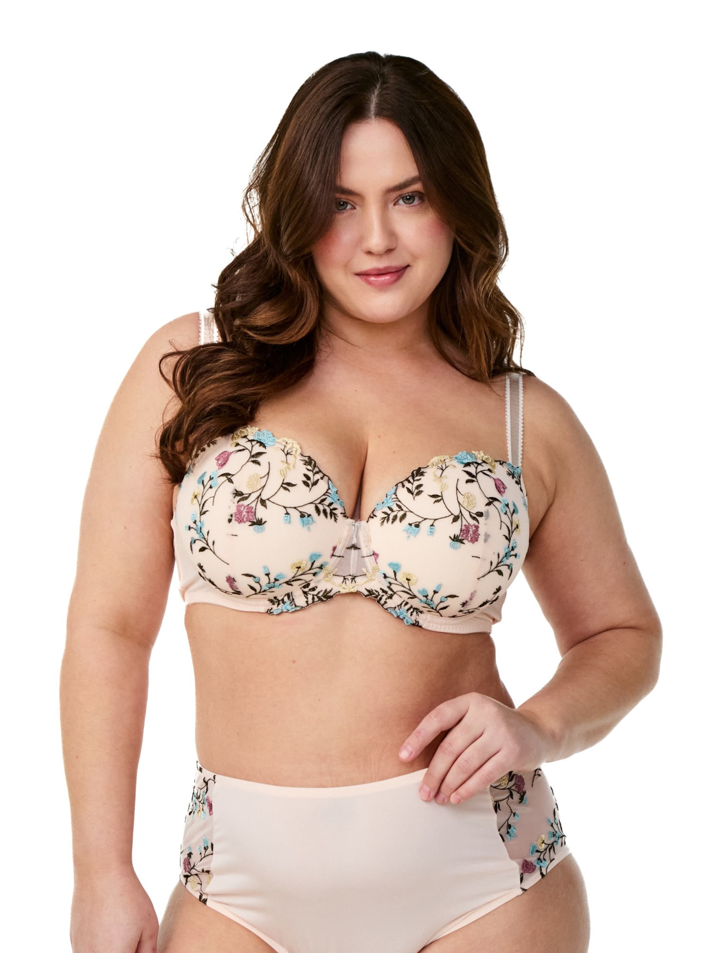 Devoted by Zizzi T-shirt BH 'Lykke' in Beige: voorkant