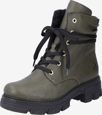 Rieker Lace-Up Ankle Boots in Green: front